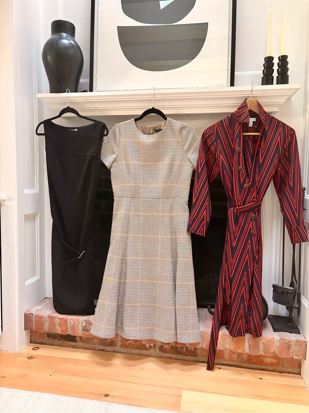 Ralph Lauren Cream and Gray Plaid Fit-and-Flare Midi Dress